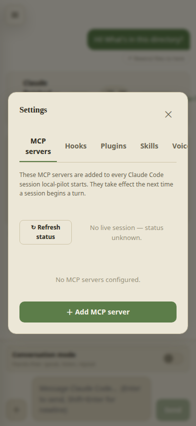Mobile — settings